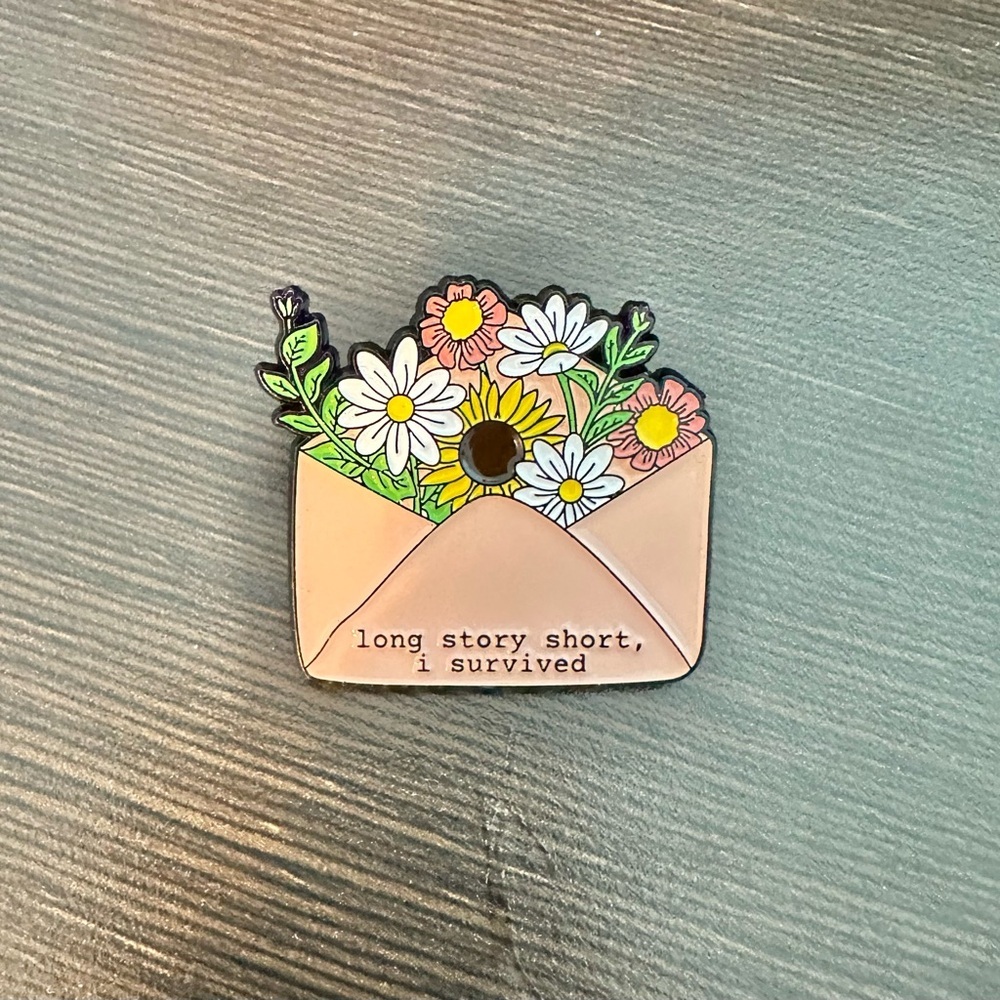 NWT Survival Flower Envelope Enamel Pin